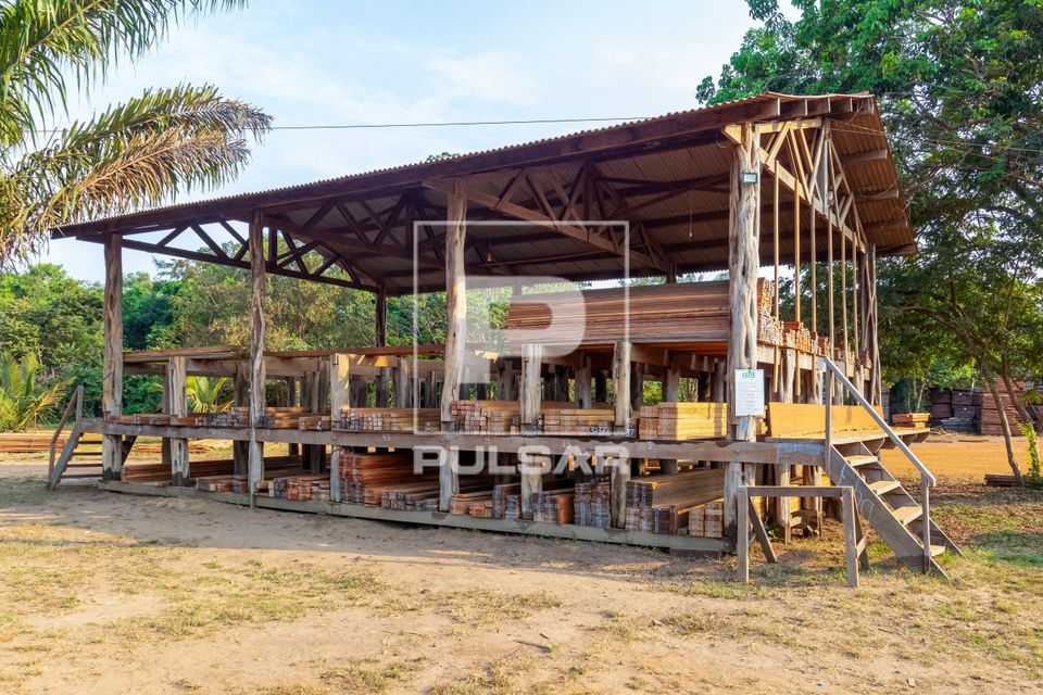 Estoque de madeira serrada em serraria