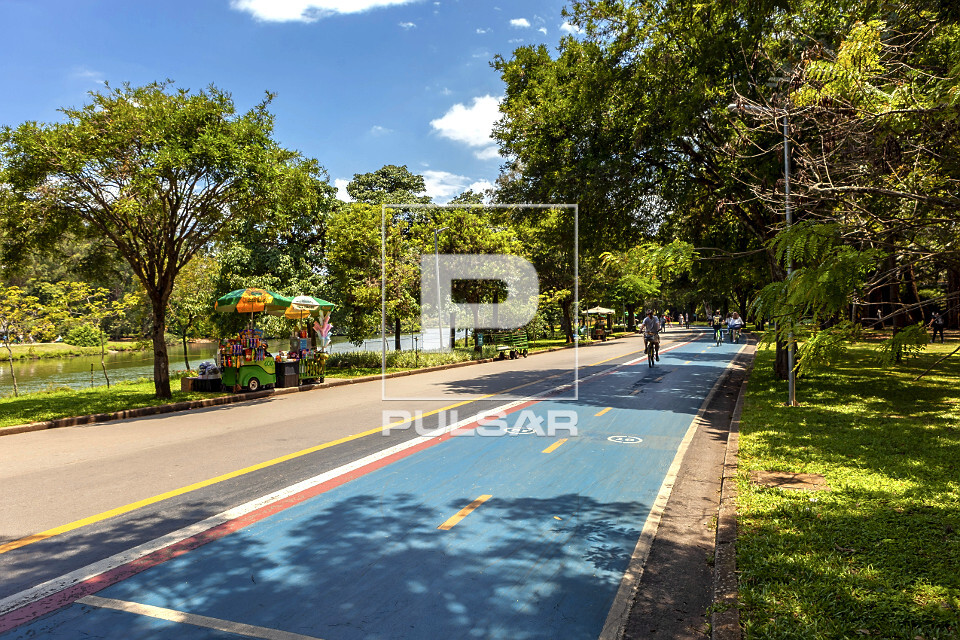 Pista para caminhada e ciclovia no Parque do Ibirapuera