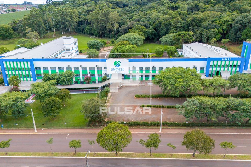 Vista de drone do Campus da Universidade do Oeste de Santa Catarina 