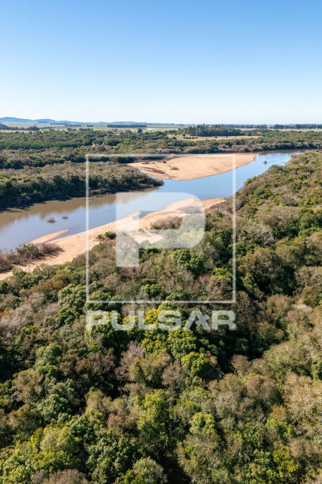 Vista de drone de assoreamento nas margens do rio Piratini - Pampa