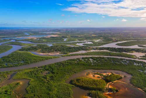 Vista de drone da bacia hidrográfica do Rio Vaza-Barris